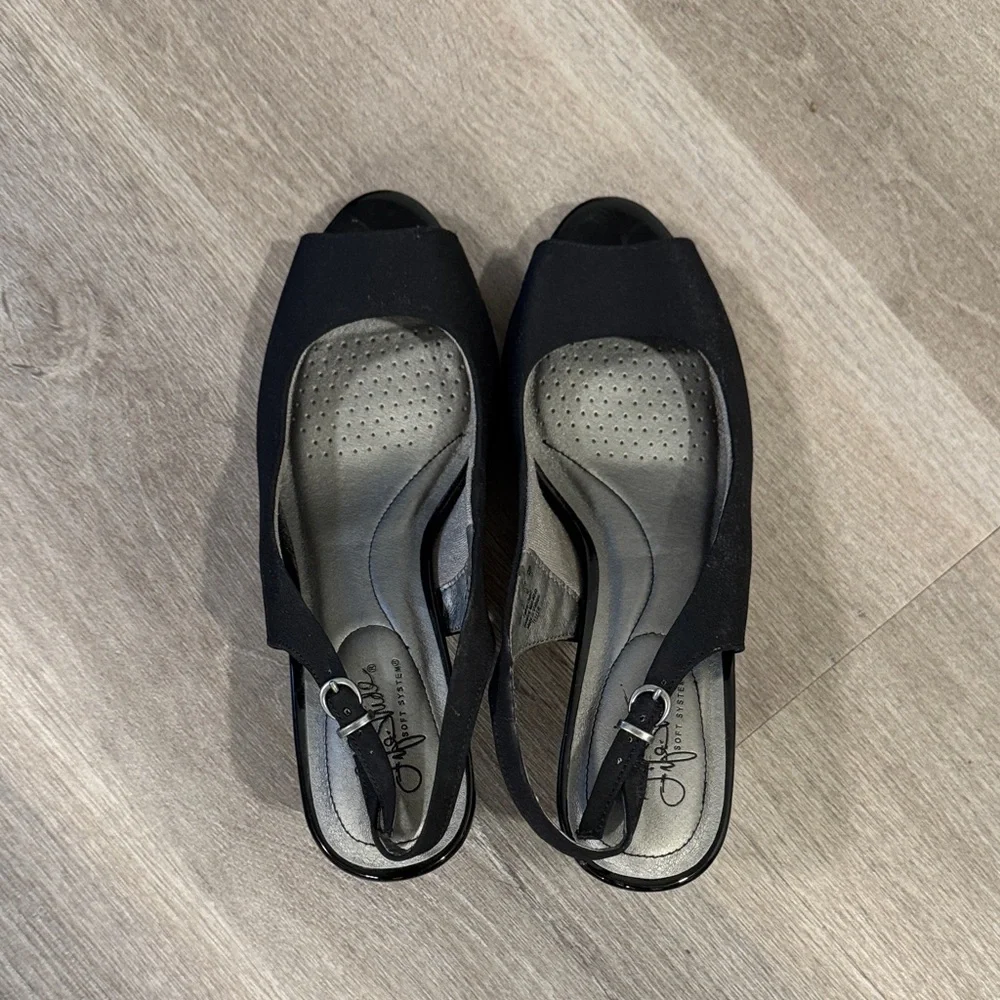 Life Stride Black Slingback Peep-Toe Heels - Picture 2 of 16